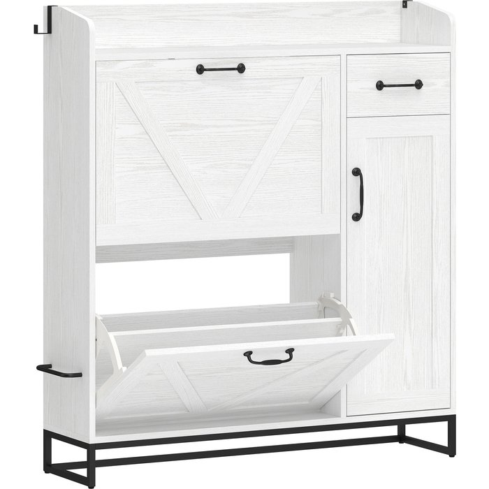 Zapatero estrecho homcom melamina de madera blanco 106.7x26x116 cm