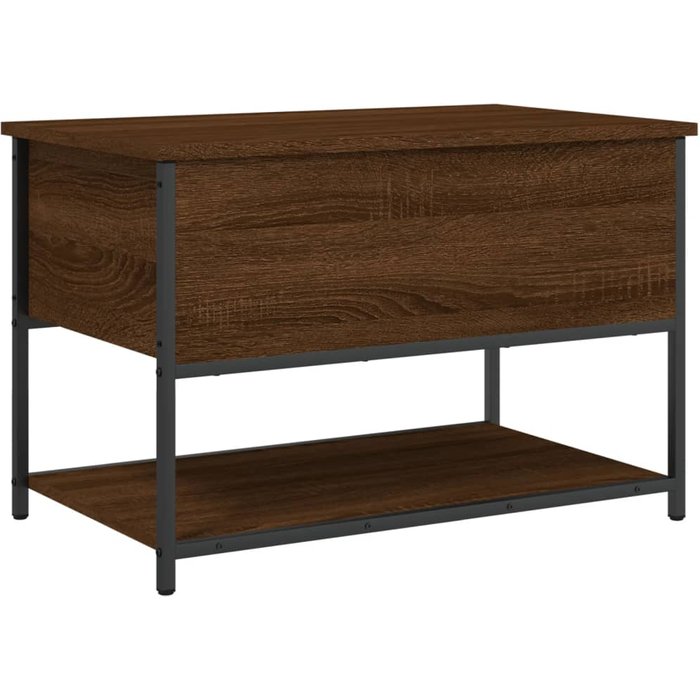 Banco almacenaje madera ingeniería marrón roble 70x42,5x47 cm - comfortxl