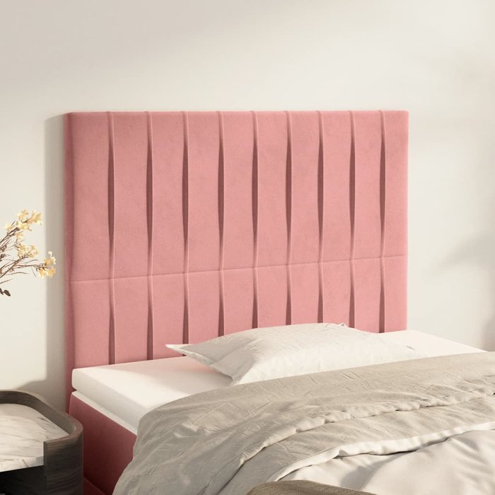 Cabeceros 2 unidades de terciopelo rosa 100x5x78/88 cm - comfortxl