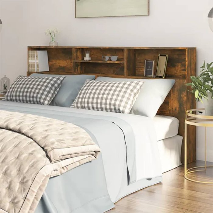 Mueble cabecero roble ahumado 200x19x103,5 cm