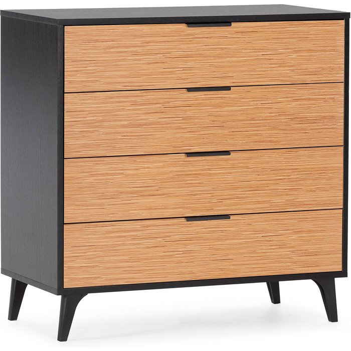 Cómoda de noche denis 4 cajones color negro/madera