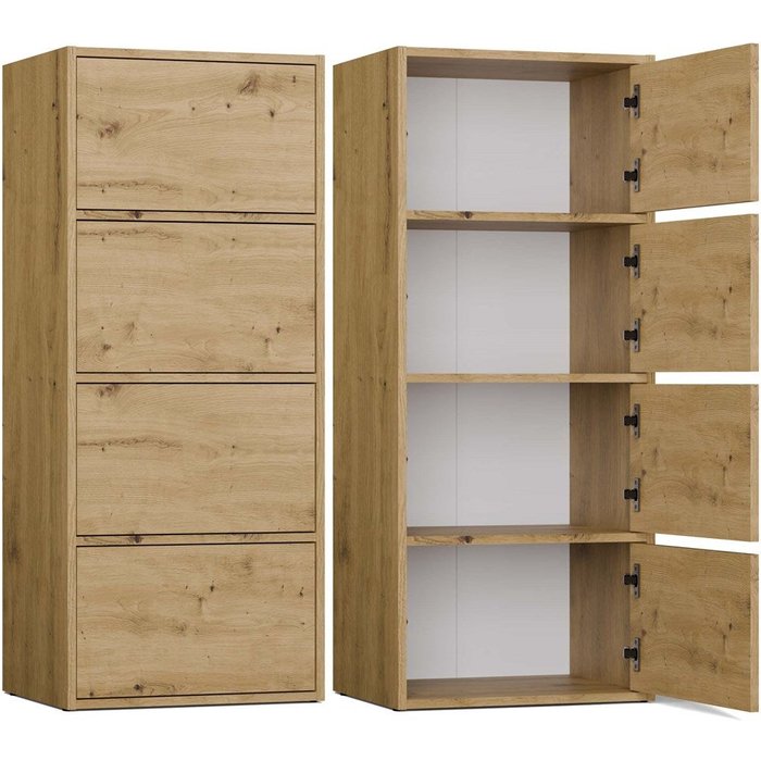 Alma - commode 4 portes pour chambre à coucher - 50x119x40 cm - chêne artisanal