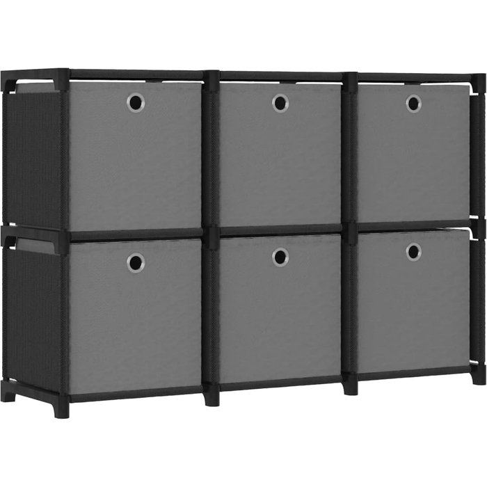 Maison exclusive - estantería de 6 cubos con cajas de tela negro 103x30x72,5 cm