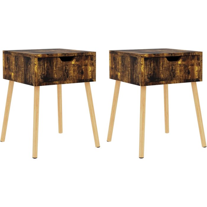 Mesitas de noche 2 piezas roble ahumado 40x40x56 cm aglomerado