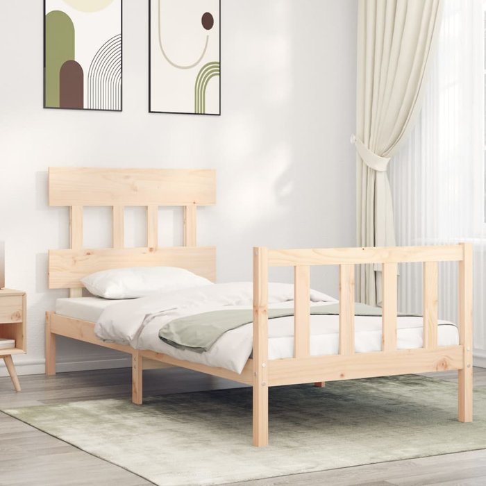 Vidaxl estructura de cama con cabecero madera maciza