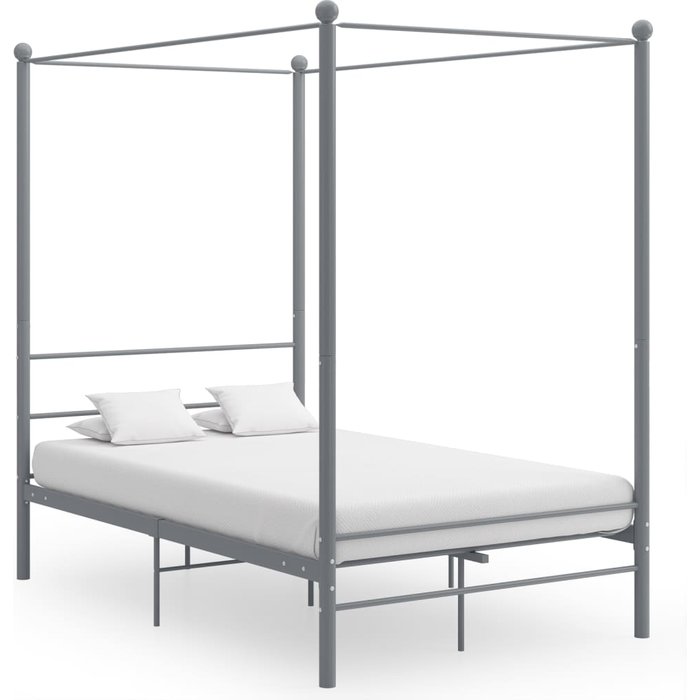 Estructura de cama con dosel sin colchón metal gris 120x200 cm
