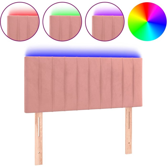 Cabecero cama - mueble cabecero con led de terciopelo rosa 80x5x78/88 cm