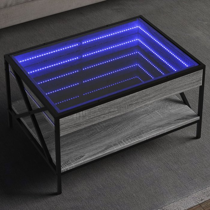 Mesa de centro con infinity led gris sonoma 70x50x38 cm