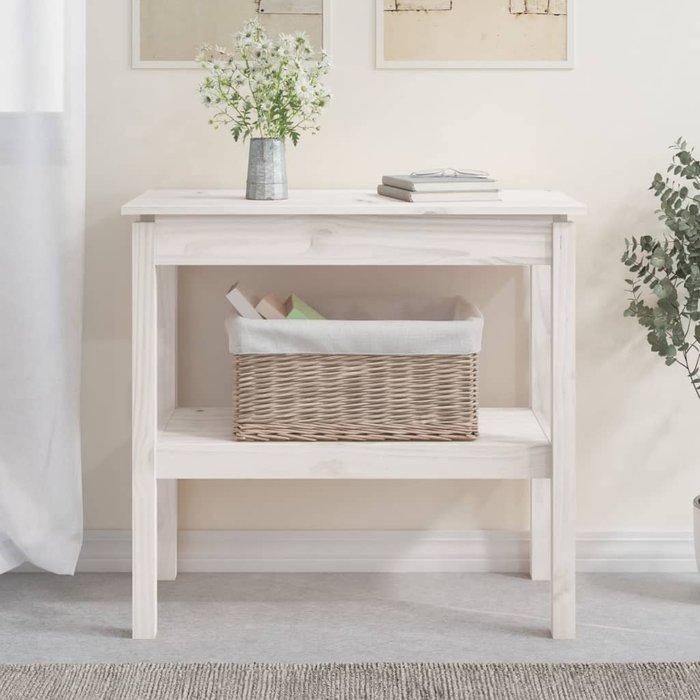Mesa consola blanco 80x40x75 cm madera maciza de pino