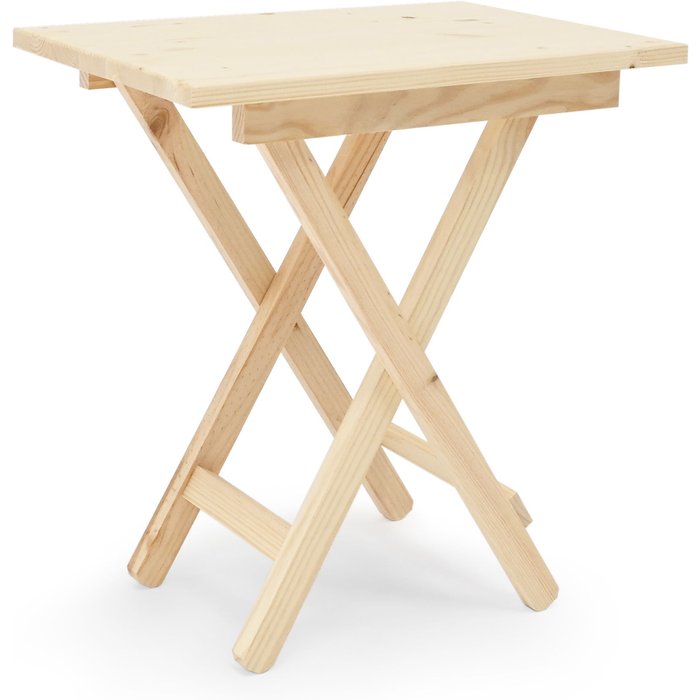 Maia - mesita de madera maciza plegable en tono natural de 48,5x53cm - decowood