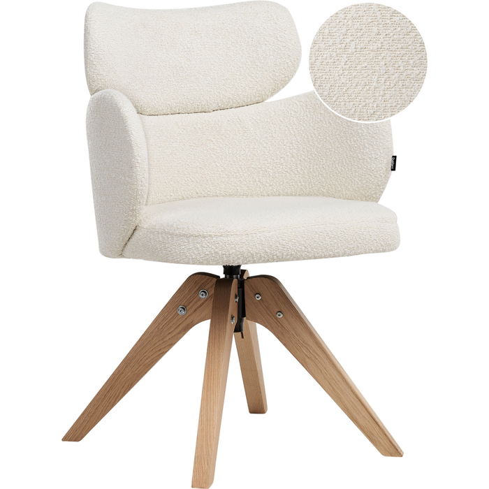 Beliani silla de comedor giratoria marcy bouclé beige claro