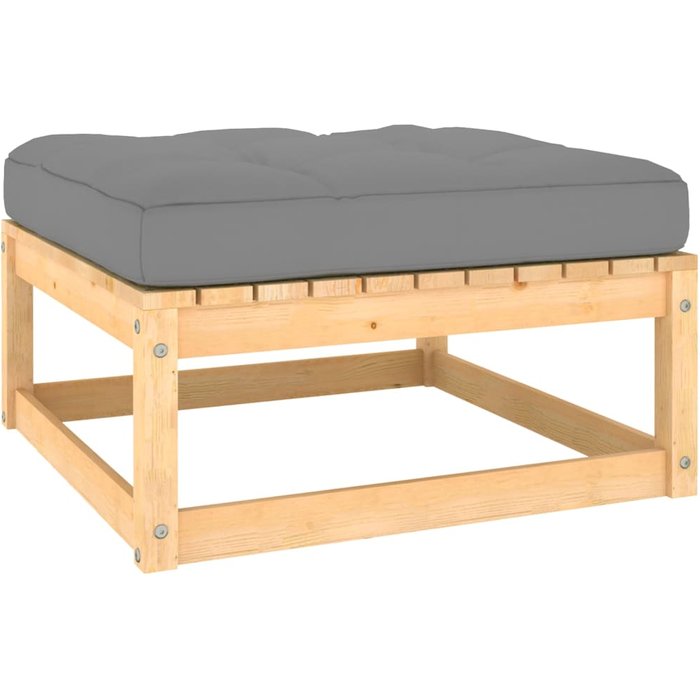 Reposapiés de jardín con cojín pino macizo