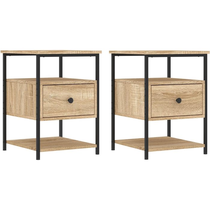 Mesitas de noche 2 piezas roble sonoma 40x42x56 cm madera contrachapada