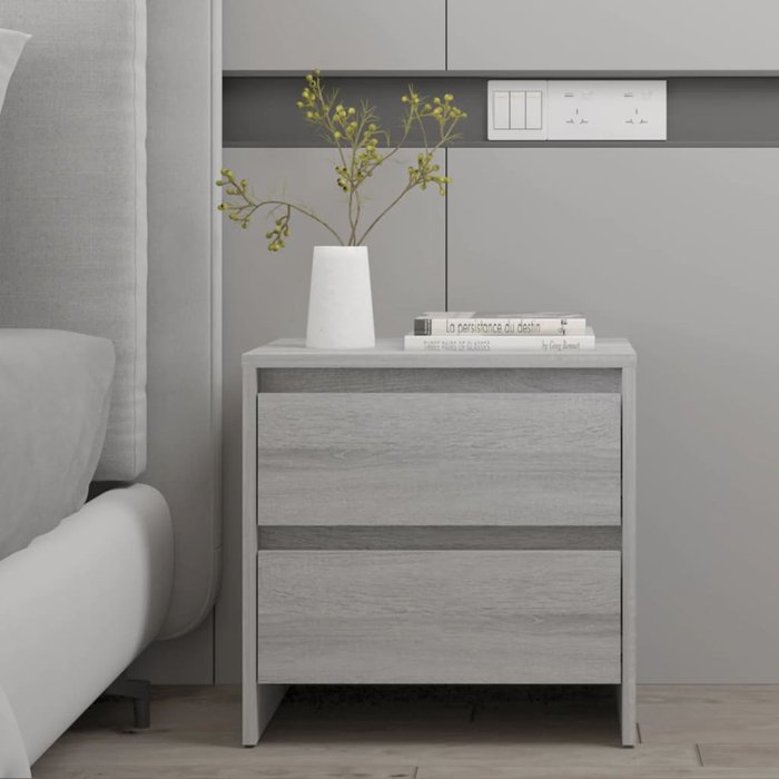 Mesita de noche sonoma gris 45x34,5x44,5 cm madera de ingeniería