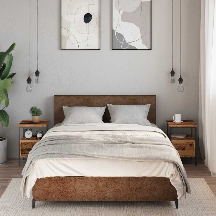 Mesitas de noche 2 unidades madera ingeniería envejecida 34x36x50 cm