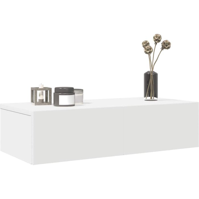 Estantería y cajones de pared blancos, 60x26,5x15 cm, madera de ingeniería.