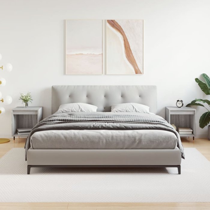 Mesita de noche 2 uds madera ingeniería gris sonoma 40x35x50 cm - comfortxl