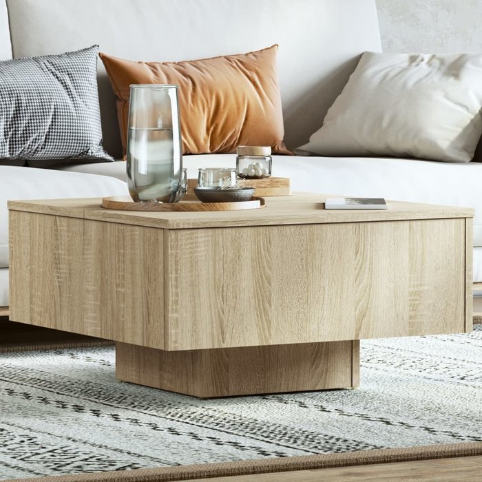 Mesa de centro madera contrachapada roble sonoma 60x60x31,5 cm - comfortxl