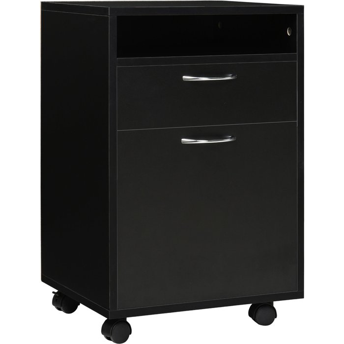 Cajonera de oficina homcom melamina de madera negro 40x35x60 cm