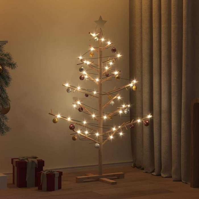Árbol de navidad de madera natural 125 cm madera maciza de pino vidaxl