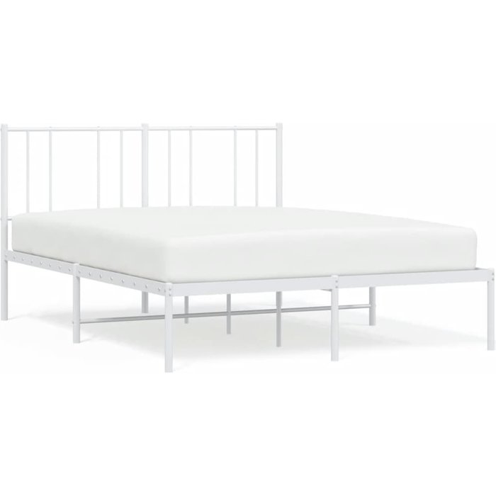 Estructura cama sin colchón con cabecero metal blanco 140x190cm — comfortxl