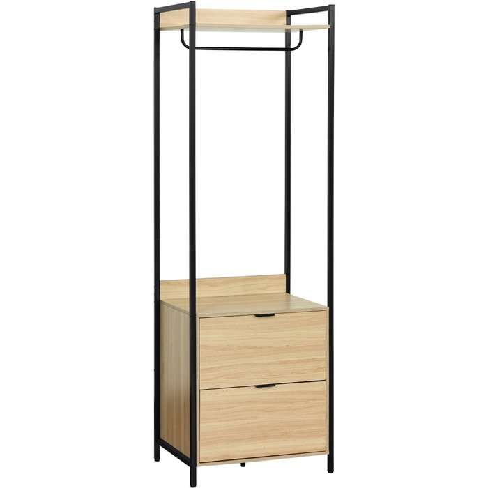 Módulo armario con 1 armario, 2 cajones y 1 estantería negro - 60x48x190 cm