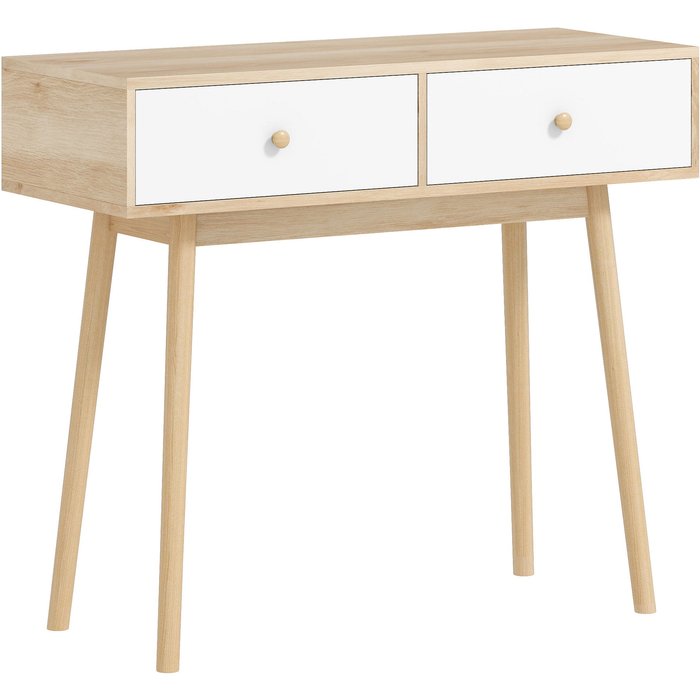 Mesa de consola homcom melamina de madera roble 86x35x75 cm