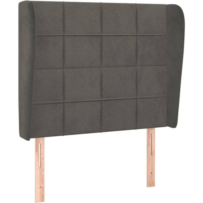 Cabecero con orejas de terciopelo gris oscuro 93x23x118/128 cm - comfortxl