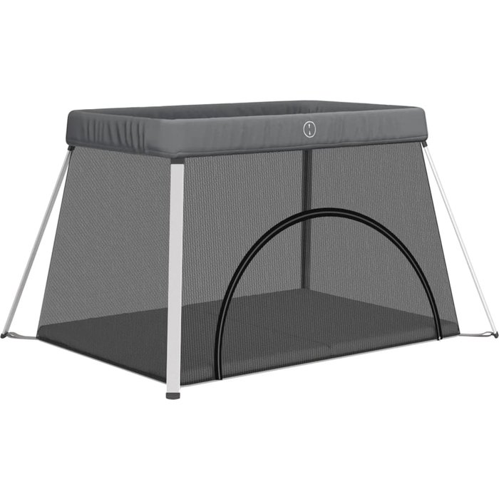 Parque infantil para bebés con colchón tela lino gris oscuro - comfortxl