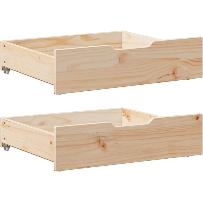 Cajones debajo de la cama con ruedas 2 piezas 65x55x16 cm pino macizo