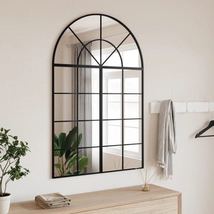 Vidaxl espejo de pared arco de hierro negro 80x120 cm