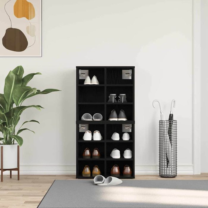 Zapatero de 2 piezas, roble negro, 52 x 30 x 50,5 cm