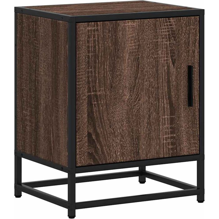 Mesita de noche madera ingeniería roble marrón 40x31x50cm metal - comfortxl