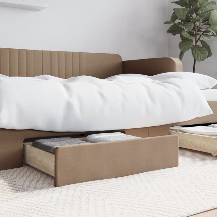 Cajones de cama 2 piezas capuchino madera contrachapada y piel sintética