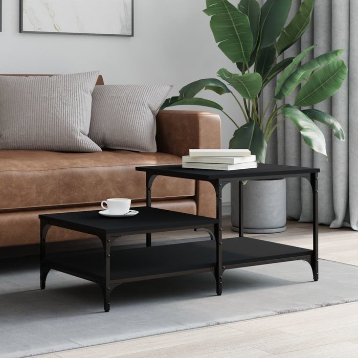 Mesa de centro negra, 100 x 50,5 x 45 cm, madera de ingeniería. - pangivo