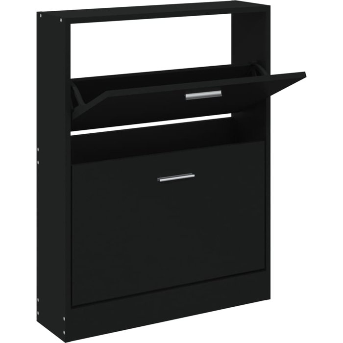 Zapatero de contrachapado negro 59x17x81 cm - comfortxl