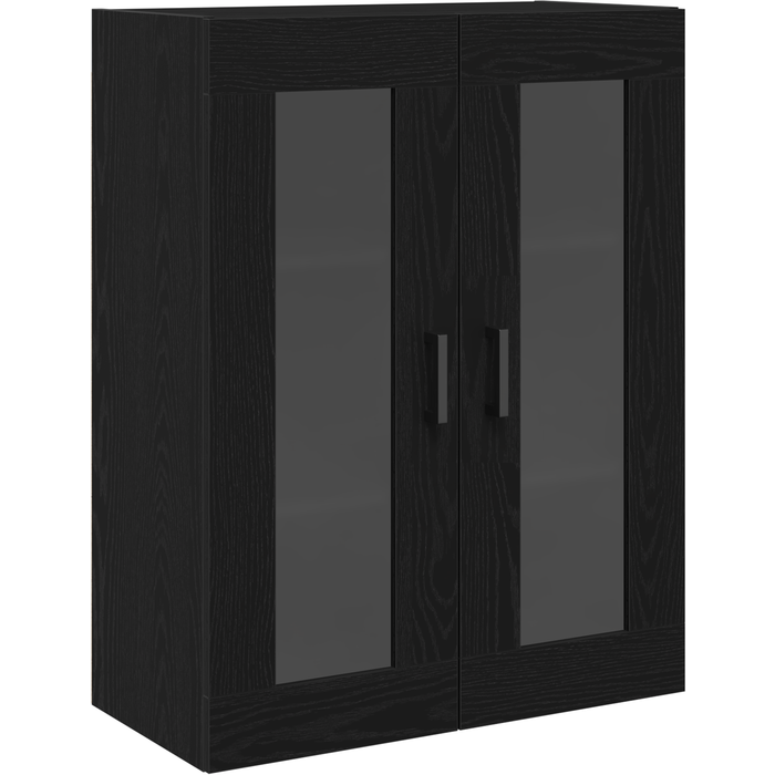 Aparador | rio de pared con puertas de vidrio roble negro 69,5x34x90cm cfw975793