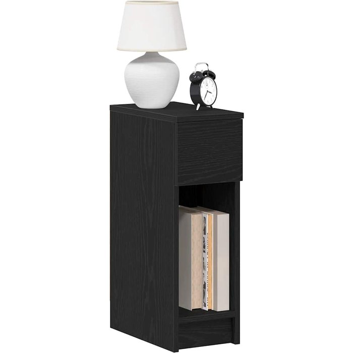 Mesitas de noche con cajón, 2 unidades, roble negro, 20x36x60 cm