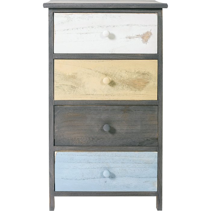 Mesita de noche rebecca mobili comoda 4 cajones madera gris 72x40x29