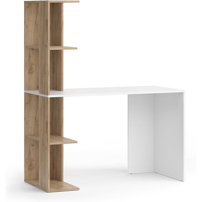 Vicco escritorio tower, blanco/sonoma, 122.2 x 55.2 cm con 4 compartimentos