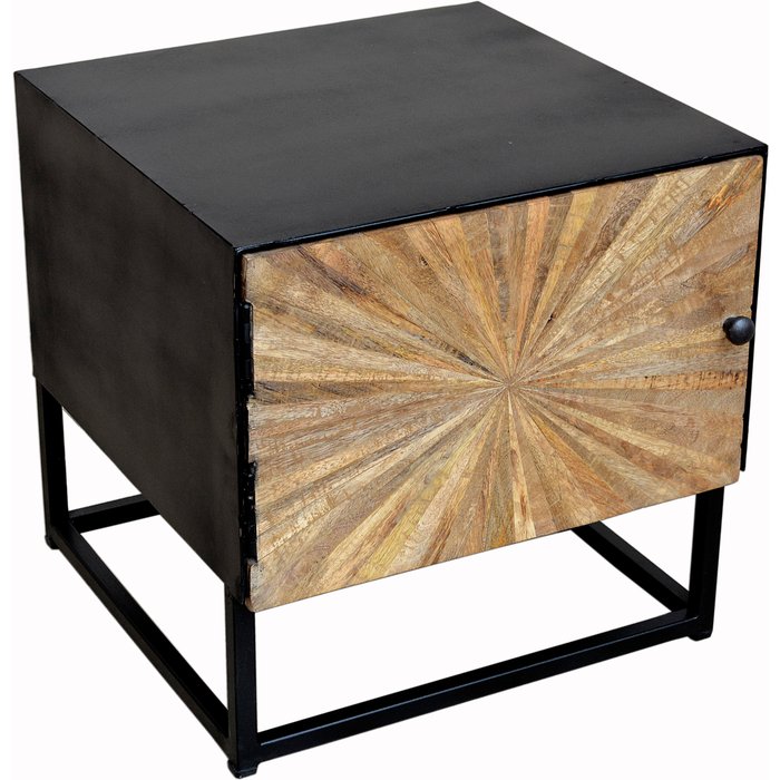 Madira|mesita de noche con 1 puerta en madera de mango negra