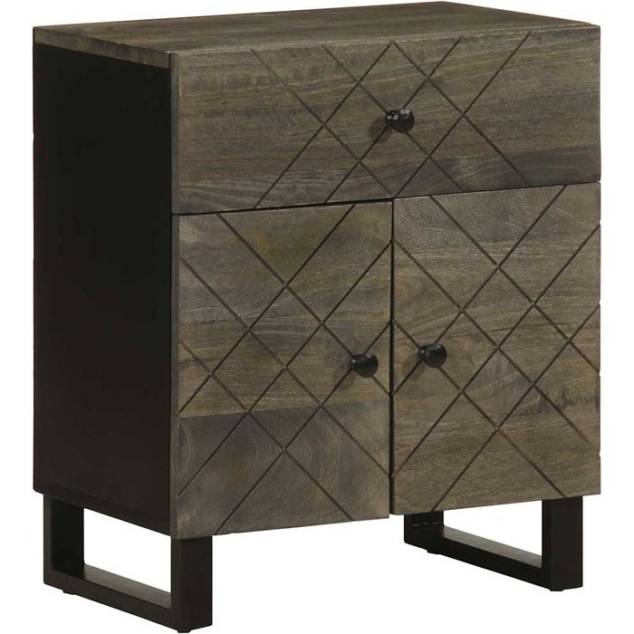 Maison exclusive - mesita de noche madera maciza de mango negra 50x33x60 cm