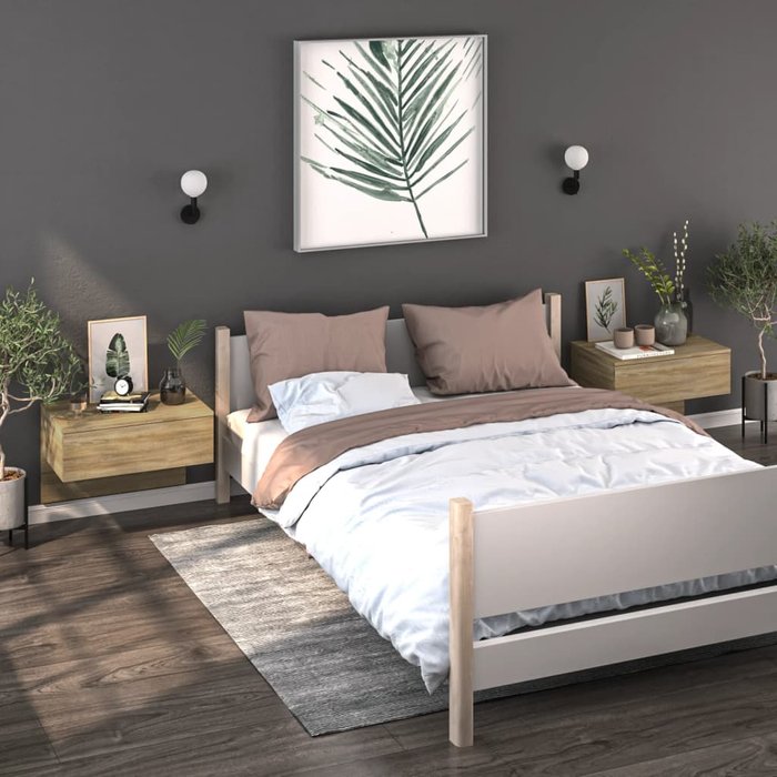 Maison exclusive - mesita de noche de pared 2 uds color roble sonoma