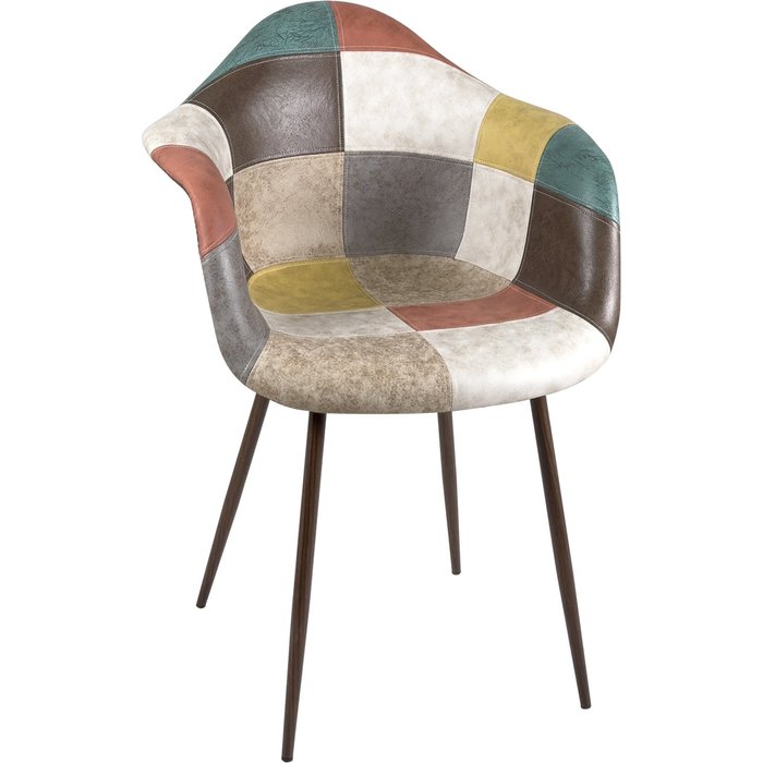 Lote 2 sillones con reposabrazos patchwork patas metálicas novo (marrón)