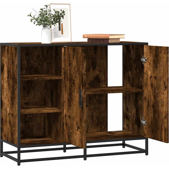 Aparador madera de ingeniería roble ahumado 92x35x76 cm vidaxl