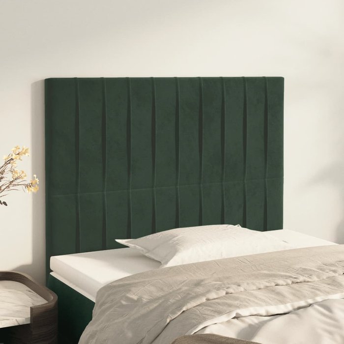 Cabeceros 2 uds verde oscuro 90x5x78/88 cm terciopelo