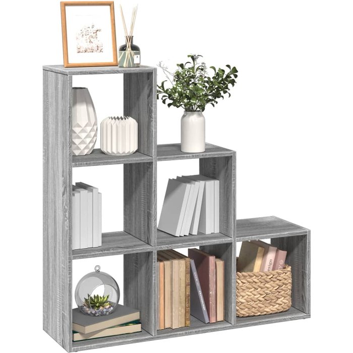 Maison exclusive - librería divisor 3 niveles madera gris sonoma 99x29x99 cm