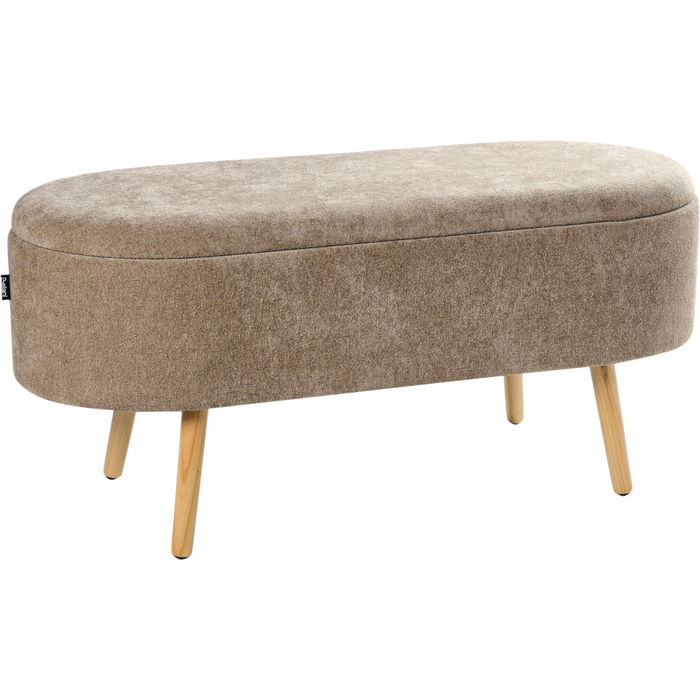 Beliani banco con almacenaje oklahoma chenilla marrón claro