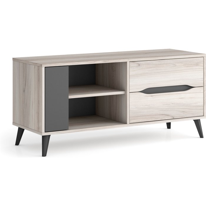 Mueble de tv 110 kai, color roble y gris, 113x40x52cm
