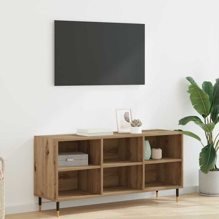 Mueble de tv de roble hecho a mano, 103,5 x 30 x 50 cm, madera de ingeniería